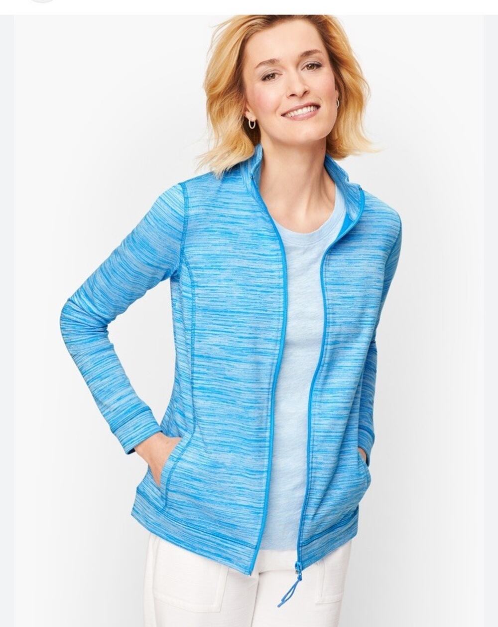 T by Talbots Blue Space Dye Full Zip Active Jacket Women’s XS